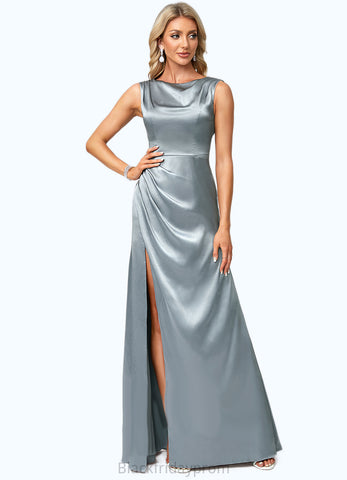 Alessandra A-line Cowl Scoop Floor-Length Stretch Satin Bridesmaid Dress BF2P0022574