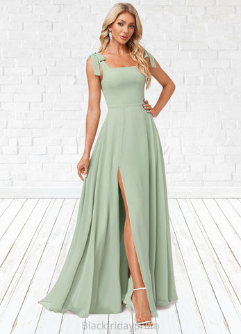 Miranda A-line Square Floor-Length Chiffon Bridesmaid Dress With Bow BF2P0022588