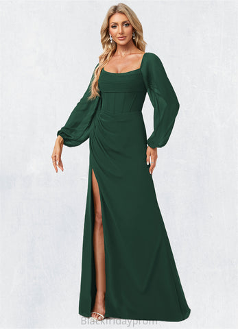 Arielle A-line Scoop Floor-Length Chiffon Bridesmaid Dress BF2P0022593
