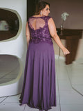 Carina A-Line/Princess Chiffon Applique Scoop Sleeveless Floor-Length Mother of the Bride Dresses BF2P0020444