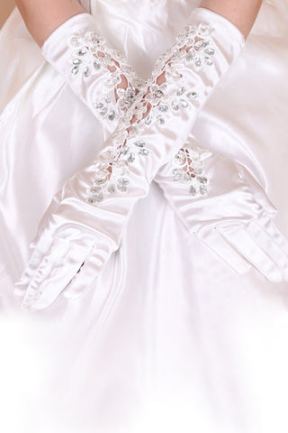 2024 Ealstic Satin Elbow Length Bridal Gloves #ST0099