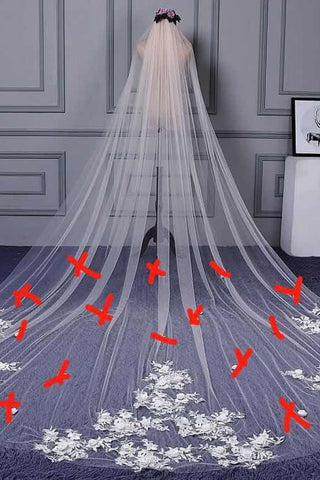 2024 Gorgeous Wedding Veil Length 3 Meter Width 3 Meter Tulle With Handmade Flowers