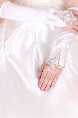 2024 Elastic Satin Elbow Length Bridal Gloves #ST0089