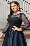 Ginny A-line Scoop Short/Mini Lace Satin Homecoming Dress BF2P0020494