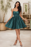 Jaslyn A-line Sweetheart Short/Mini Satin Homecoming Dress BF2P0020497