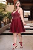 Shayla A-line V-Neck Short/Mini Lace Tulle Homecoming Dress With Sequins BF2P0020498