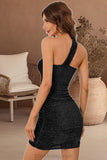 Aurora Bodycon One Shoulder Short/Mini Cotton Blends Homecoming Dress With Sequins BF2P0020488