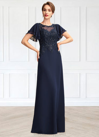 Lexi A-Line Scoop Neck Floor-Length Chiffon Lace Mother of the Bride Dress With Sequins BF2126P0014857