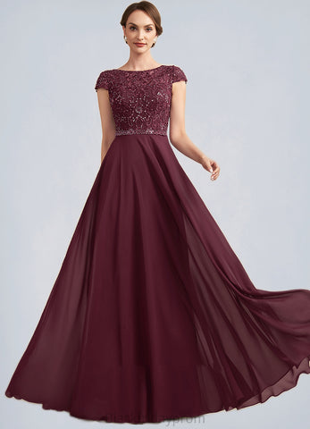 Marian A-Line Scoop Neck Floor-Length Chiffon Lace Mother of the Bride Dress With Beading Sequins BF2126P0014863