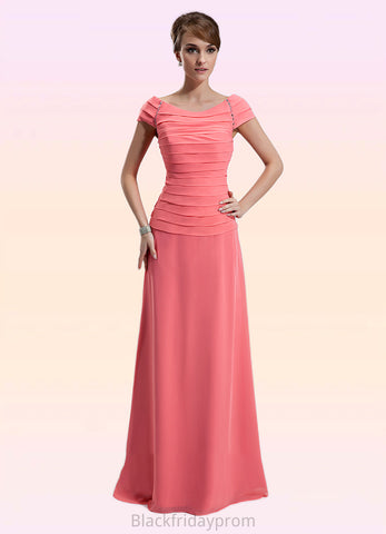 Alula A-Line Scoop Neck Floor-Length Chiffon Mother of the Bride Dress With Ruffle Beading BF2126P0014872