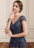 Sofia A-Line V-neck Floor-Length Chiffon Lace Mother of the Bride Dress With Sequins BF2126P0014901