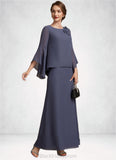 Patsy A-Line Scoop Neck Ankle-Length Chiffon Mother of the Bride Dress With Flower(s) BF2126P0014908
