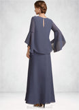 Patsy A-Line Scoop Neck Ankle-Length Chiffon Mother of the Bride Dress With Flower(s) BF2126P0014908