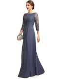 Kinsley A-Line Scoop Neck Floor-Length Chiffon Lace Mother of the Bride Dress With Ruffle BF2126P0014917