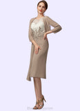 Brooklyn Sheath/Column Scoop Neck Knee-Length Chiffon Lace Mother of the Bride Dress BF2126P0014927