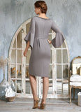 Muriel Sheath/Column V-neck Knee-Length Stretch Crepe Mother of the Bride Dress With Beading BF2126P0014928