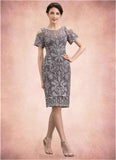 Jewel Sheath/Column Scoop Neck Knee-Length Lace Mother of the Bride Dress BF2126P0014944