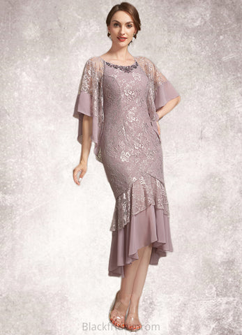 Bailee Trumpet/Mermaid Scoop Neck Asymmetrical Chiffon Lace Mother of the Bride Dress BF2126P0014945