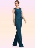 Gabriella Jumpsuit/Pantsuit Scoop Neck Floor-Length Chiffon Mother of the Bride Dress With Beading Cascading Ruffles BF2126P0014956