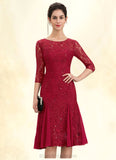 Janiya A-Line Scoop Neck Knee-Length Lace Mother of the Bride Dress With Sequins BF2126P0014961