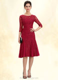 Janiya A-Line Scoop Neck Knee-Length Lace Mother of the Bride Dress With Sequins BF2126P0014961
