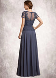 Kayleigh A-Line V-neck Floor-Length Chiffon Lace Mother of the Bride Dress With Sequins BF2126P0014964