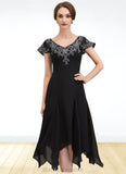 Susan A-Line V-neck Tea-Length Chiffon Lace Mother of the Bride Dress With Sequins BF2126P0014967