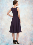 Emilia A-Line Scoop Neck Knee-Length Chiffon Lace Mother of the Bride Dress With Sequins BF2126P0014968