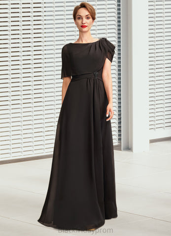Caylee A-Line Scoop Neck Floor-Length Chiffon Mother of the Bride Dress With Ruffle Beading BF2126P0014970