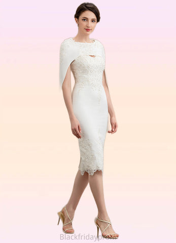 Kamari Sheath/Column Sweetheart Knee-Length Lace Stretch Crepe Mother of the Bride Dress With Beading BF2126P0014973