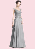 Paloma A-Line V-neck Floor-Length Chiffon Mother of the Bride Dress With Appliques Lace BF2126P0014974