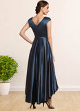 Janiyah A-Line Scoop Neck Asymmetrical Satin Mother of the Bride Dress With Bow(s) Pockets BF2126P0014976