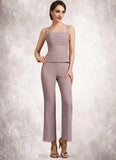 Theresa Jumpsuit/Pantsuit Square Neckline Ankle-Length Chiffon Mother of the Bride Dress With Ruffle BF2126P0014984
