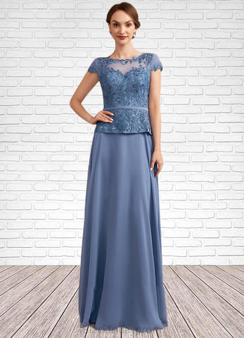 Lailah A-Line Scoop Neck Floor-Length Chiffon Lace Mother of the Bride Dress BF2126P0014989