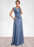 Lailah A-Line Scoop Neck Floor-Length Chiffon Lace Mother of the Bride Dress BF2126P0014989