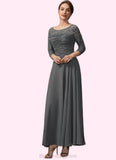 Skye A-Line Scoop Neck Ankle-Length Chiffon Lace Mother of the Bride Dress With Ruffle BF2126P0014990