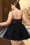 Chelsea A-line Square Short/Mini Satin Tulle Homecoming Dress BF2P0020491