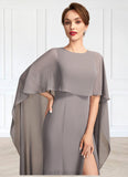 Mariyah Sheath/Column Scoop Neck Sweep Train Chiffon Mother of the Bride Dress With Split Front BF2126P0015000