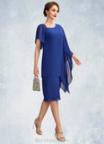 Jaylynn Sheath/Column V-neck Knee-Length Chiffon Mother of the Bride Dress With Beading Sequins BF2126P0015013