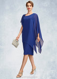 Jaylynn Sheath/Column V-neck Knee-Length Chiffon Mother of the Bride Dress With Beading Sequins BF2126P0015013