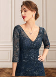 Lacey A-Line V-neck Floor-Length Lace Mother of the Bride Dress With Sequins BF2126P0015015