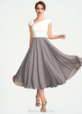 Gill A-Line V-neck Tea-Length Chiffon Mother of the Bride Dress With Ruffle Beading Sequins BF2126P0015016