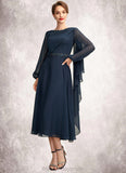 Thalia A-Line Scoop Neck Tea-Length Chiffon Mother of the Bride Dress With Beading Sequins BF2126P0015018
