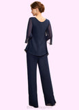 Averi Jumpsuit/Pantsuit V-neck Floor-Length Chiffon Mother of the Bride Dress With Cascading Ruffles BF2126P0015019