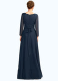Alice A-Line V-neck Asymmetrical Chiffon Mother of the Bride Dress With Ruffle Beading Bow(s) BF2126P0015021