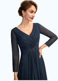 Alice A-Line V-neck Asymmetrical Chiffon Mother of the Bride Dress With Ruffle Beading Bow(s) BF2126P0015021