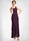 Gloria Sheath/Column Scoop Neck Ankle-Length Chiffon Mother of the Bride Dress With Beading Sequins BF2126P0015024
