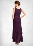 Gloria Sheath/Column Scoop Neck Ankle-Length Chiffon Mother of the Bride Dress With Beading Sequins BF2126P0015024