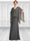 Cassandra A-line V-Neck Floor-Length Chiffon Mother of the Bride Dress With Beading Sequins BF2126P0015031