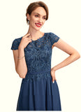 Sage A-Line Scoop Neck Tea-Length Chiffon Lace Mother of the Bride Dress BF2126P0015032